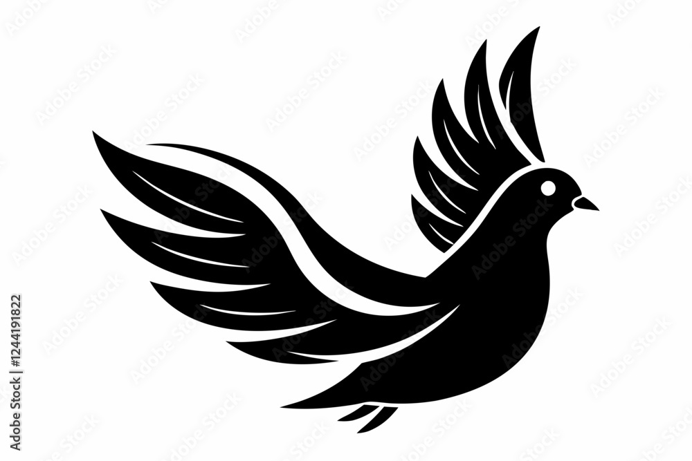 Obraz premium dove silhouette line art vector illustration with a white background