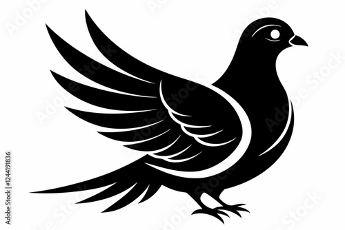 Wallpaper Mural dove silhouette line art vector illustration with a white background Torontodigital.ca