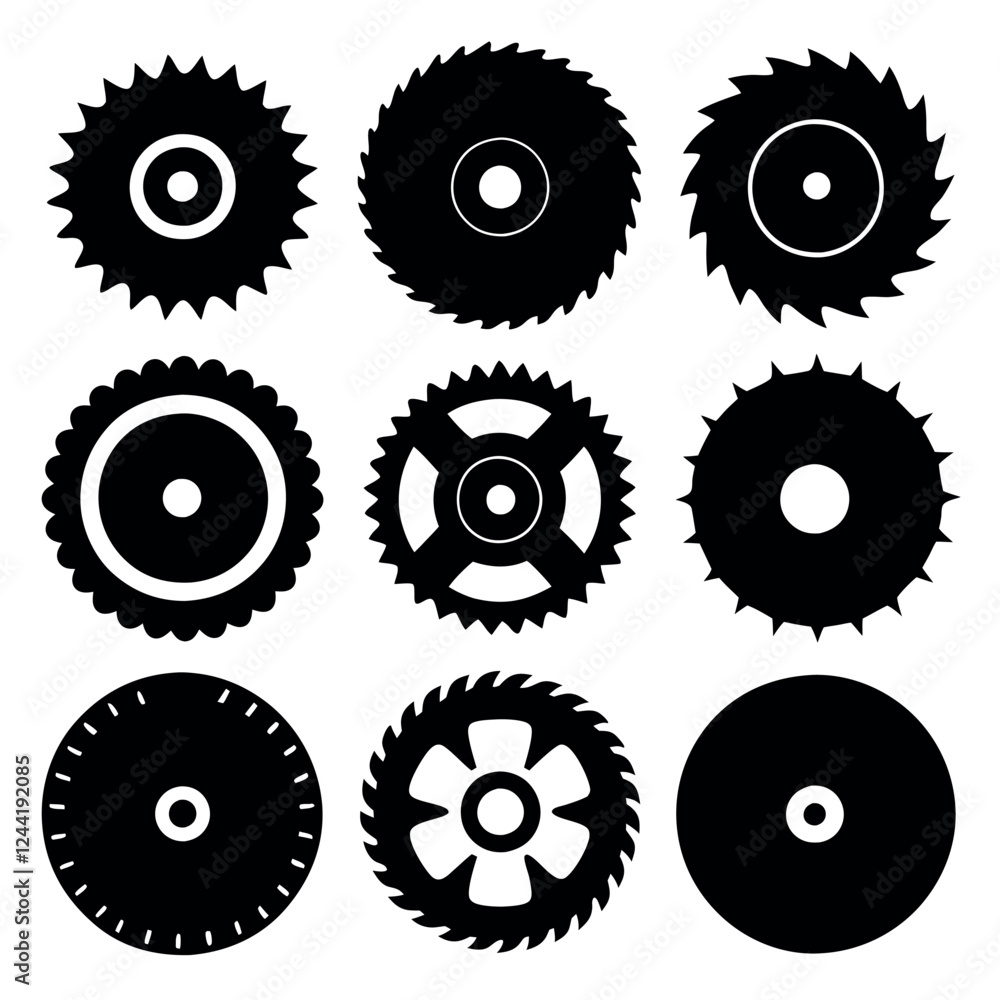 Collection of Vector Saw Blade and Cutting Tool Icons Collection of Vector Saw Blade and Cutting Tool Icons
