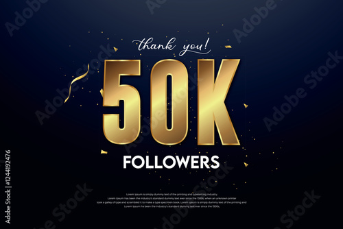 50k followers celebration with a beautiful background. design vector.	