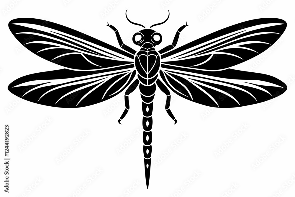 dragonfly silhouette line art vector illustration with a white background dragonfly silhouette line art vector illustration with a white background