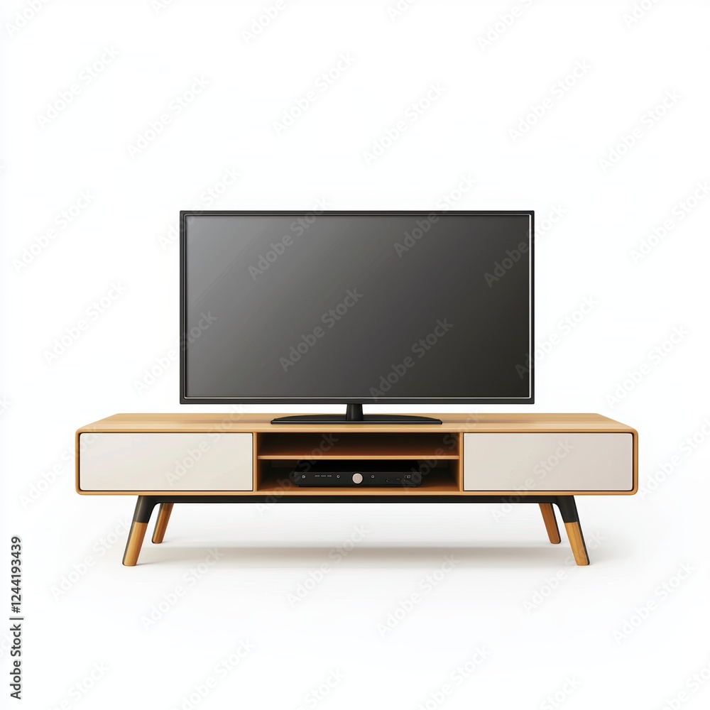 modern minimalist TV stand, isolated on a white background modern minimalist TV stand, isolated on a white background