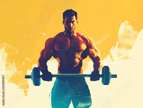 Wallpaper Mural A main doing workout lifting barbell illustration Torontodigital.ca