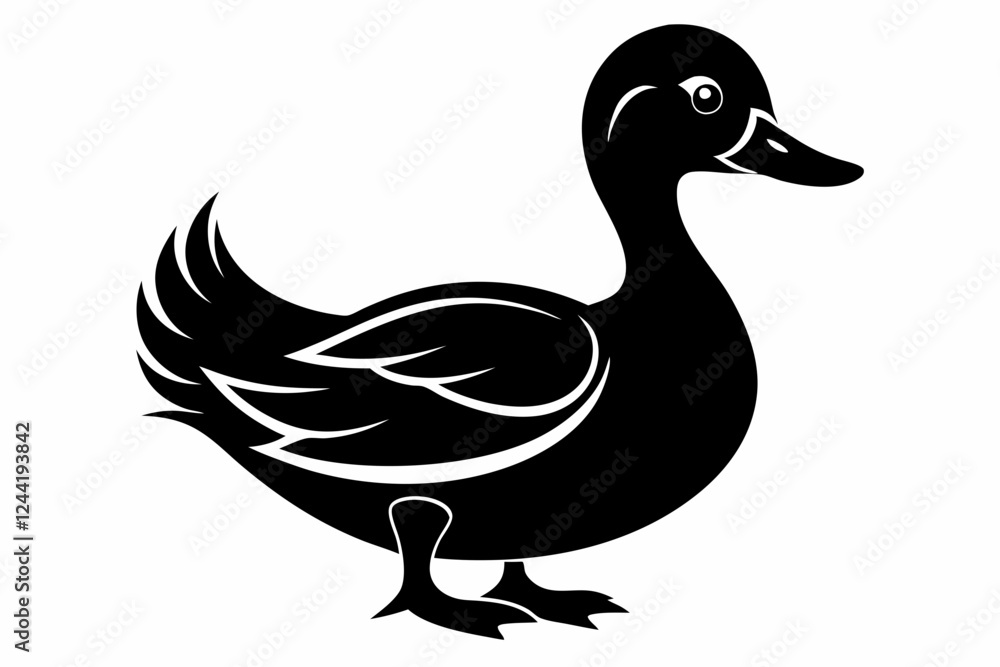 duck silhouette line art vector illustration with a white background duck silhouette line art vector illustration with a white background