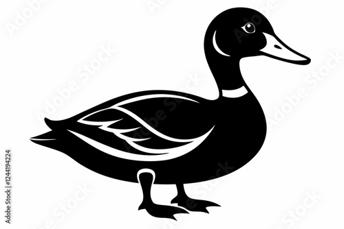 duck silhouette line art vector illustration with a white background