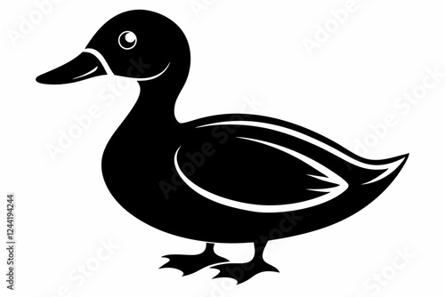 duck silhouette line art vector illustration with a white background