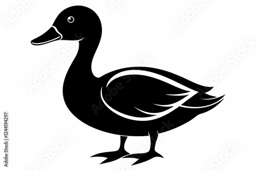 duck silhouette line art vector illustration with a white background