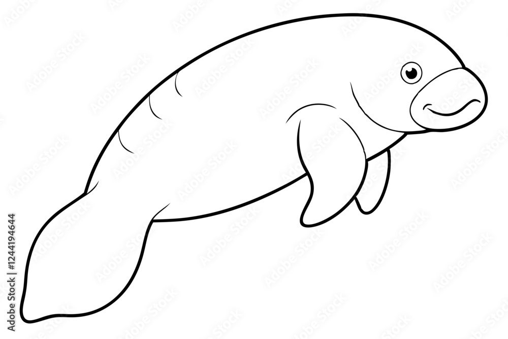 dugong silhouette line art vector illustration with a white background dugong silhouette line art vector illustration with a white background