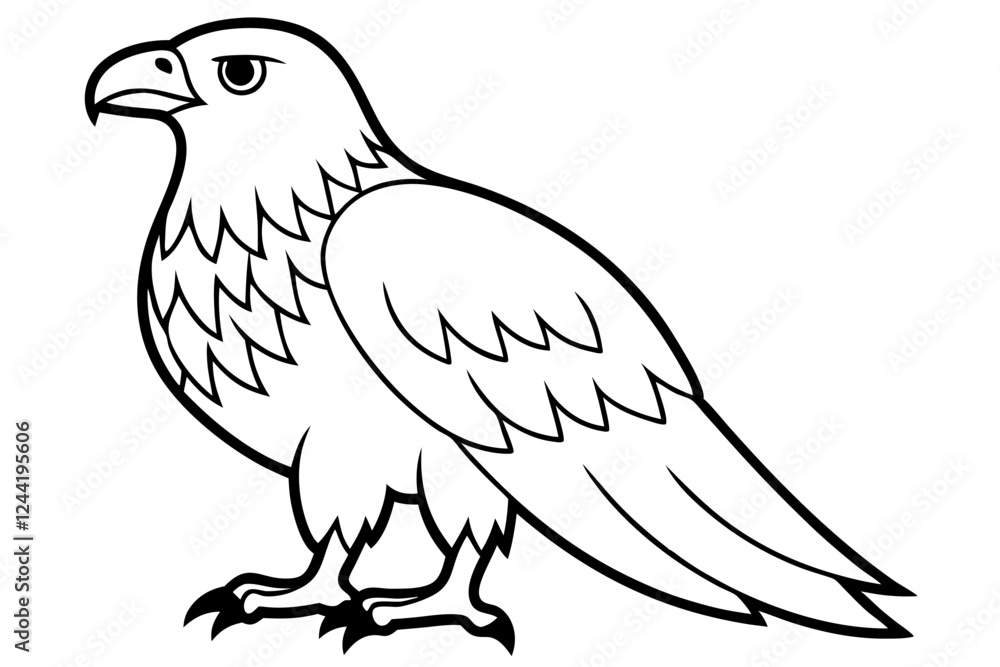 Fototapeta premium eagle silhouette line art vector illustration with a white background