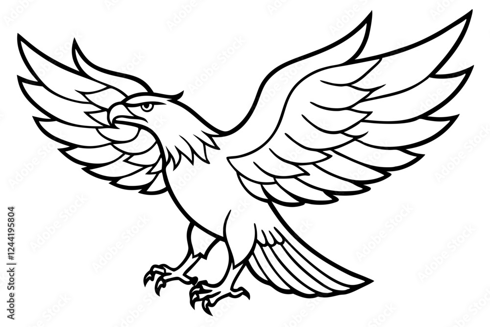 Fototapeta premium eagle silhouette line art vector illustration with a white background
