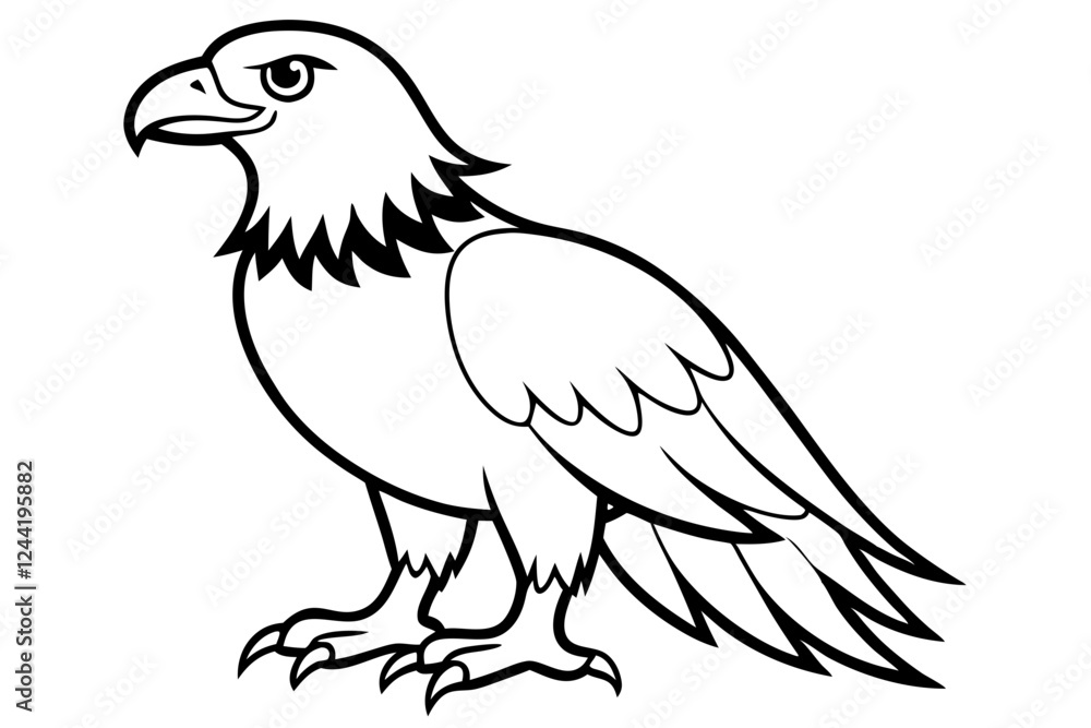 Fototapeta premium eagle silhouette line art vector illustration with a white background