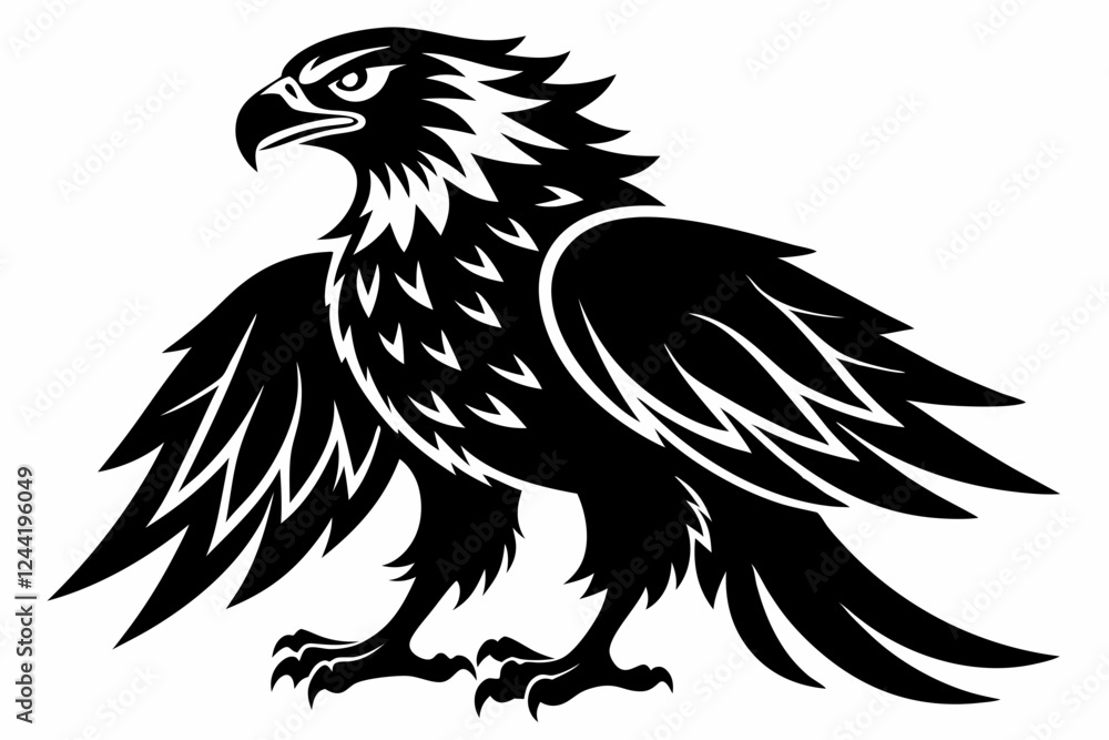 Fototapeta premium eagle silhouette line art vector illustration with a white background