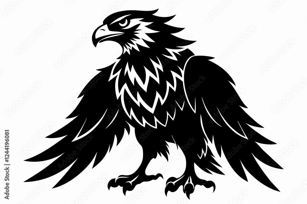 Naklejka premium eagle silhouette line art vector illustration with a white background