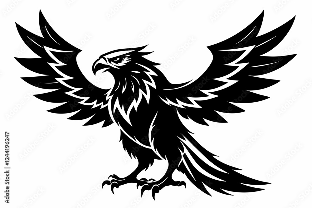 Naklejka premium eagle silhouette line art vector illustration with a white background