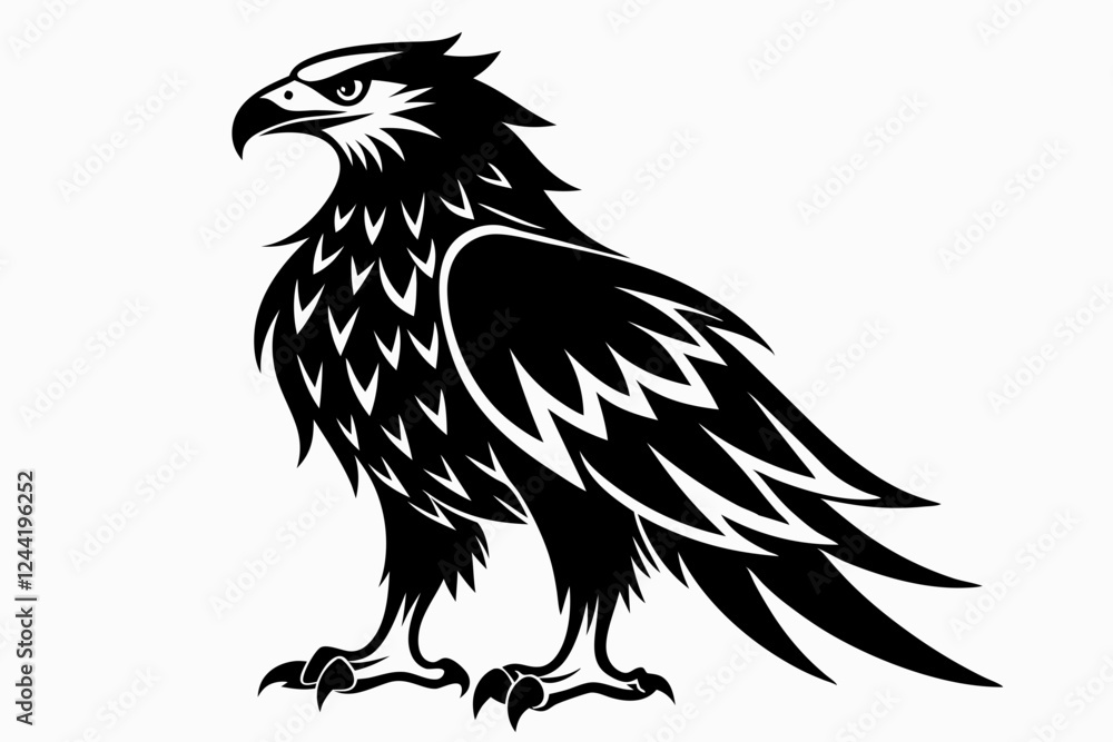 Fototapeta premium eagle silhouette line art vector illustration with a white background