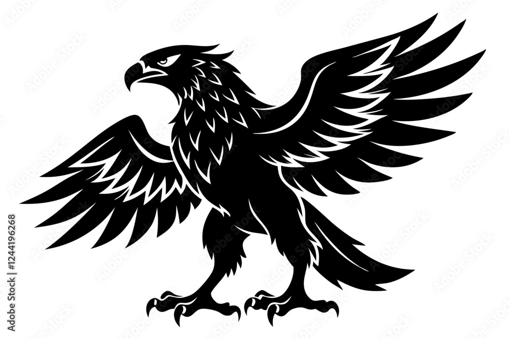 Fototapeta premium eagle silhouette line art vector illustration with a white background