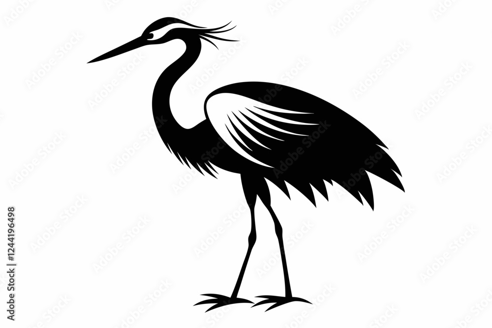 egret silhouette line art vector illustration with a white background egret silhouette line art vector illustration with a white background