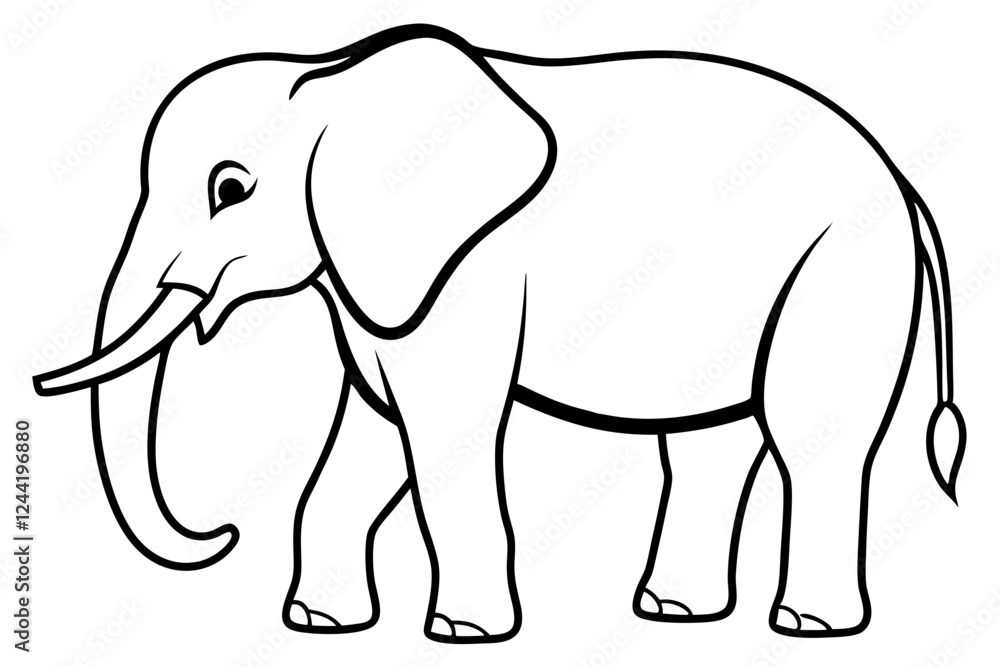 Obraz premium elephant silhouette line art vector illustration with a white background