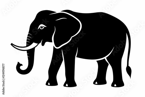 elephant silhouette line art vector illustration with a white background