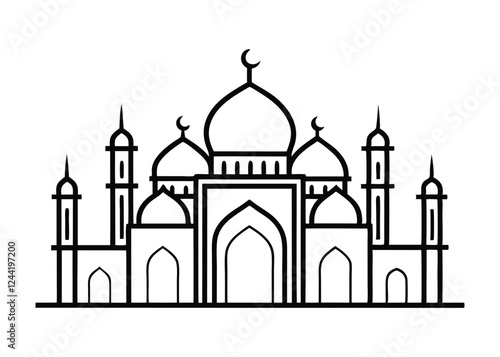 mosque silhouette vector, isolated black silhouette of a mosques collection, black silhouette mosque vector illustration 