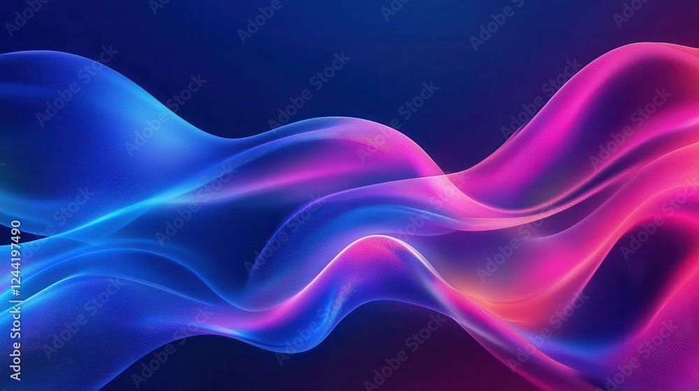 Fototapeta premium Dynamic Gradient Waves Abstract Background in Neon Blue and Pink Hues