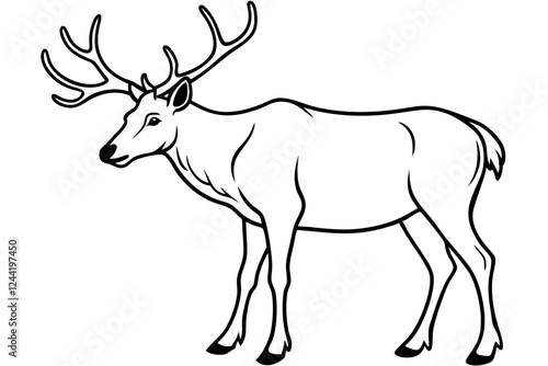 elk silhouette line art vector illustration with a white background