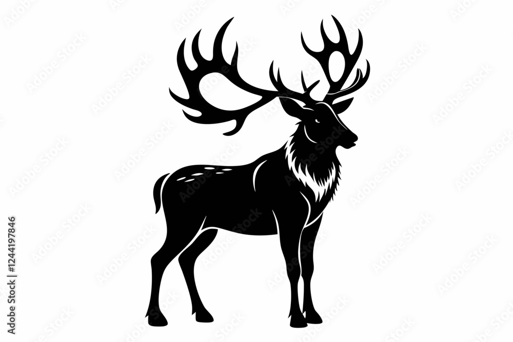 elk silhouette line art vector illustration with a white background elk silhouette line art vector illustration with a white background