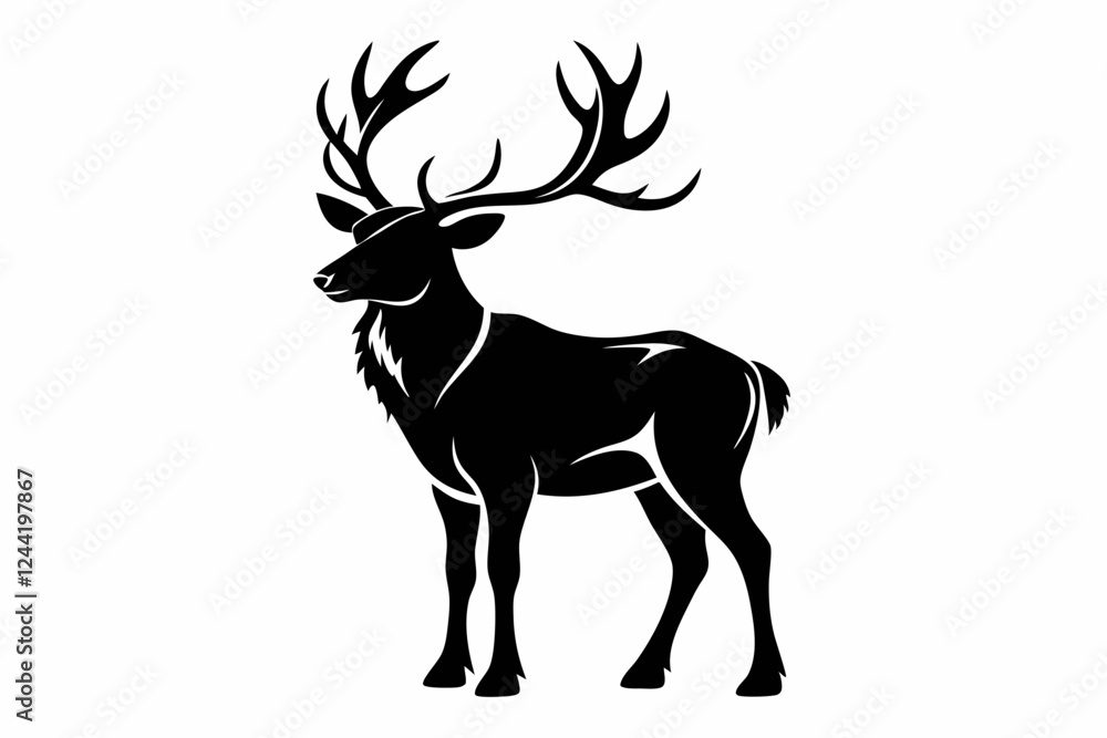 Obraz premium elk silhouette line art vector illustration with a white background