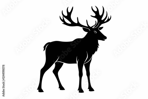 Wallpaper Mural elk silhouette line art vector illustration with a white background Torontodigital.ca