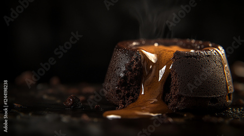 Molten lava cake with a rich chocolate filling photo