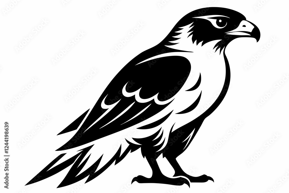 Fototapeta premium falcon silhouette line art vector illustration with a white background