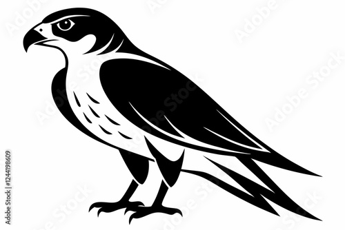 falcon silhouette line art vector illustration with a white background photo