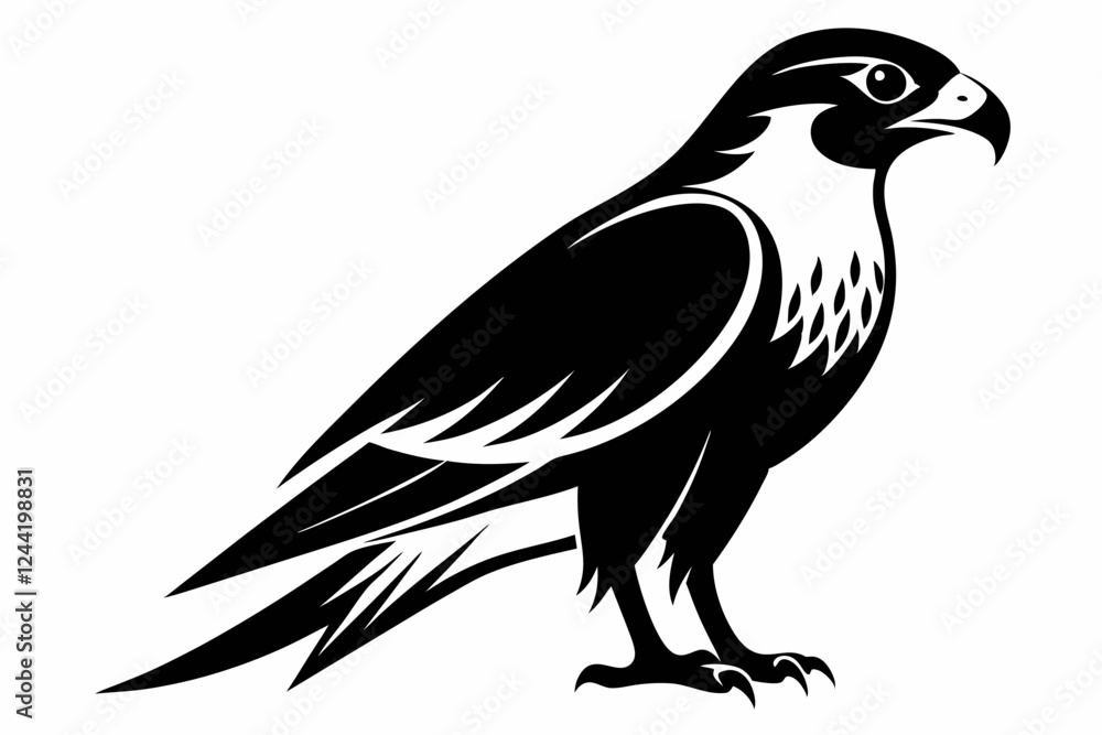 Fototapeta premium falcon silhouette line art vector illustration with a white background