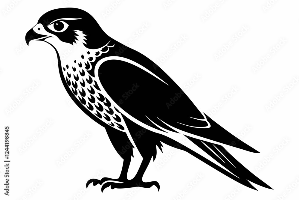 Fototapeta premium falcon silhouette line art vector illustration with a white background