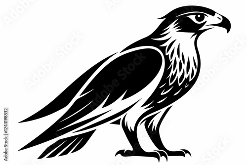 falcon silhouette line art vector illustration with a white background photo