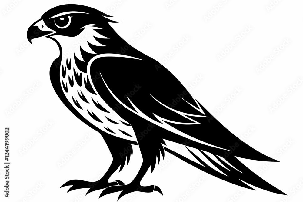 Fototapeta premium falcon silhouette line art vector illustration with a white background