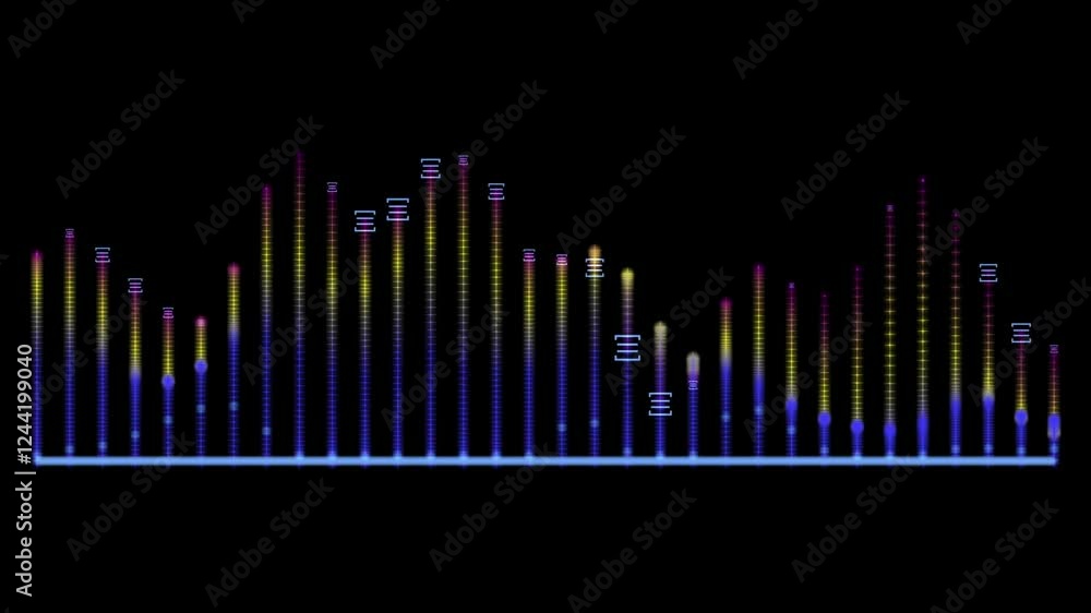 Music equalizer Animated audio bar spectrum Isolated on transparent background.4k Music equalizer Animated audio bar spectrum Isolated on transparent background.4k