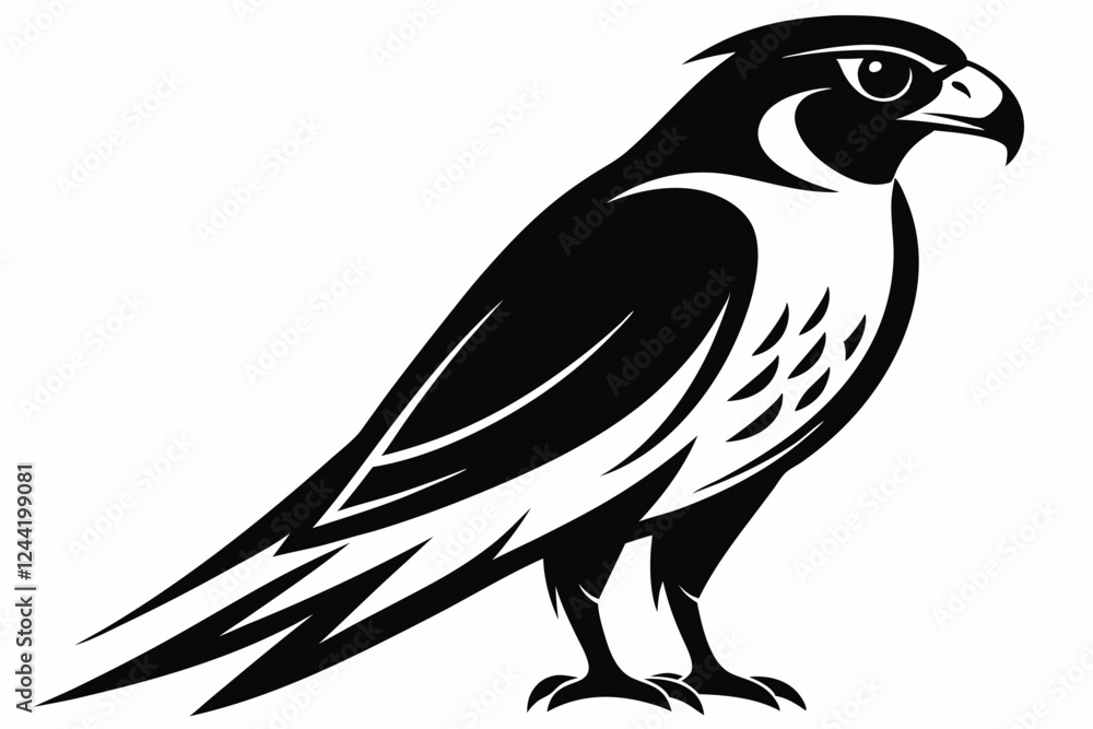 Fototapeta premium falcon silhouette line art vector illustration with a white background