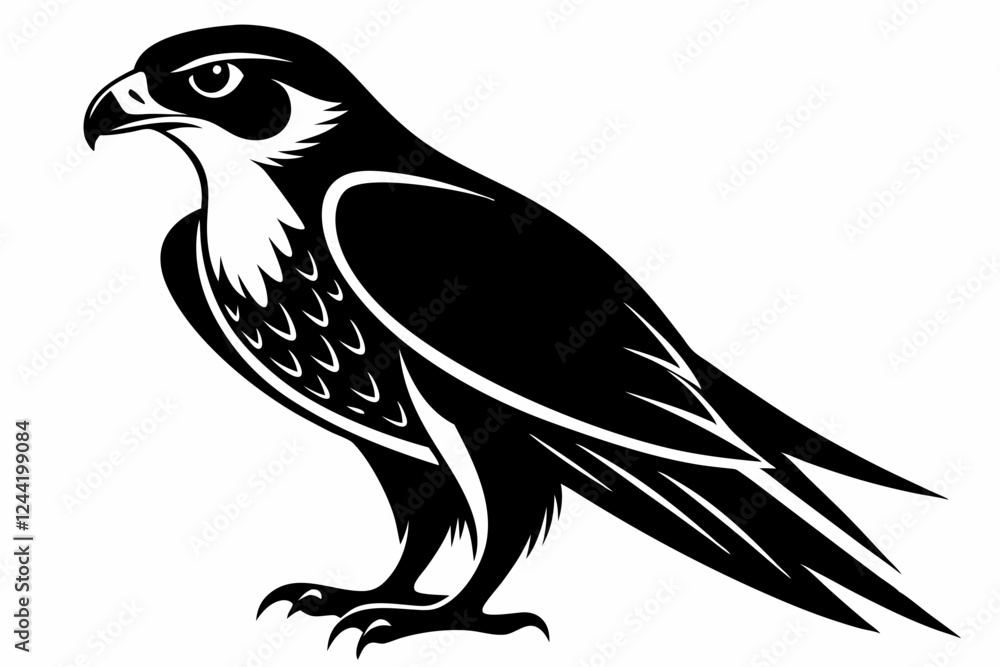 Fototapeta premium falcon silhouette line art vector illustration with a white background