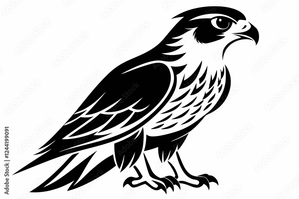 Fototapeta premium falcon silhouette line art vector illustration with a white background