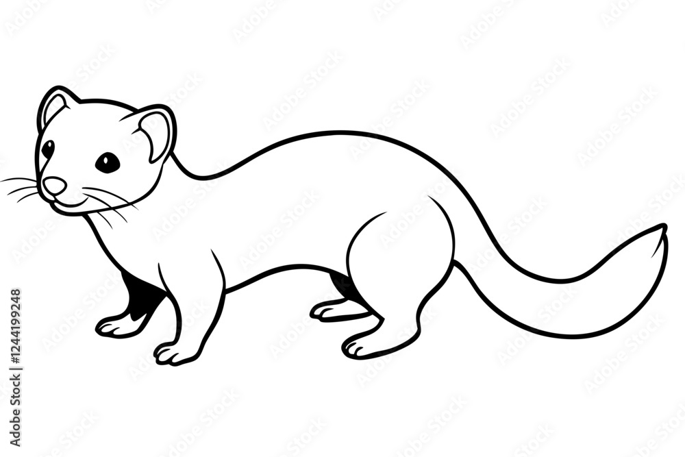 Fototapeta premium ferret silhouette line art vector illustration with a white background
