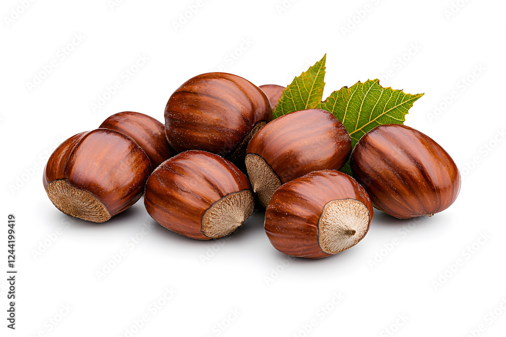 Heap of chestnuts isolated on white backdrop Heap of chestnuts isolated on white backdrop
