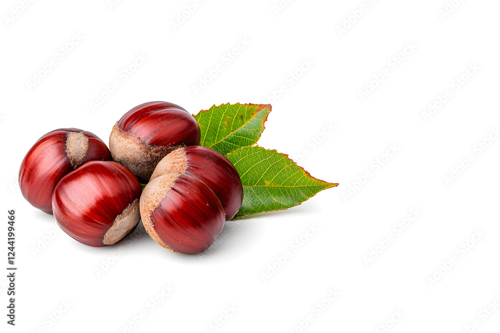 Obraz premium Heap of chestnuts isolated on white backdrop