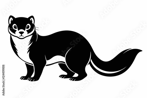 ferret silhouette line art vector illustration with a white background