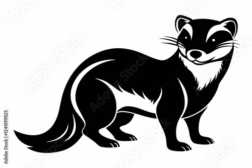 ferret silhouette line art vector illustration with a white background