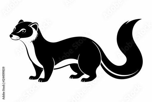 ferret silhouette line art vector illustration with a white background