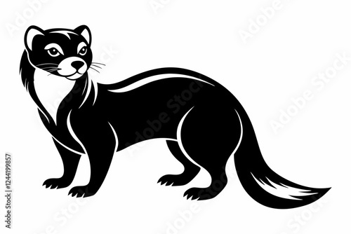 ferret silhouette line art vector illustration with a white background