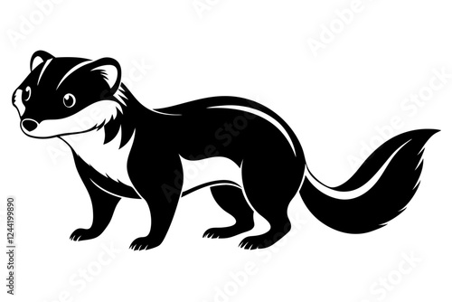 ferret silhouette line art vector illustration with a white background