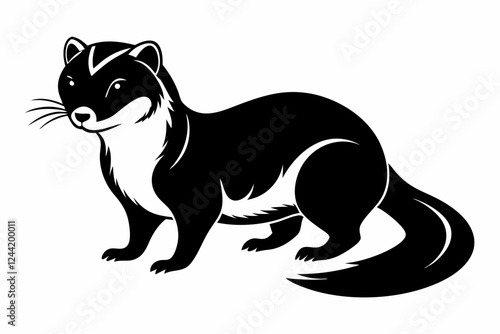 ferret silhouette line art vector illustration with a white background