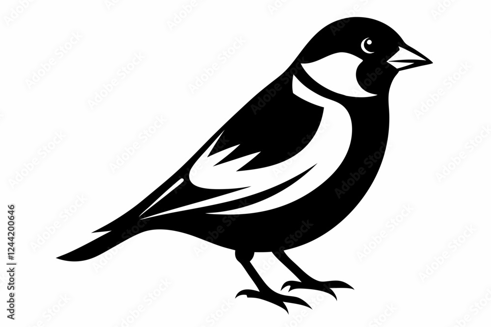 Fototapeta premium finch bird silhouette line art vector illustration with a white background